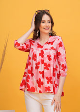 Petal Passion Top- Graceful blend of White Pink and Red Floral